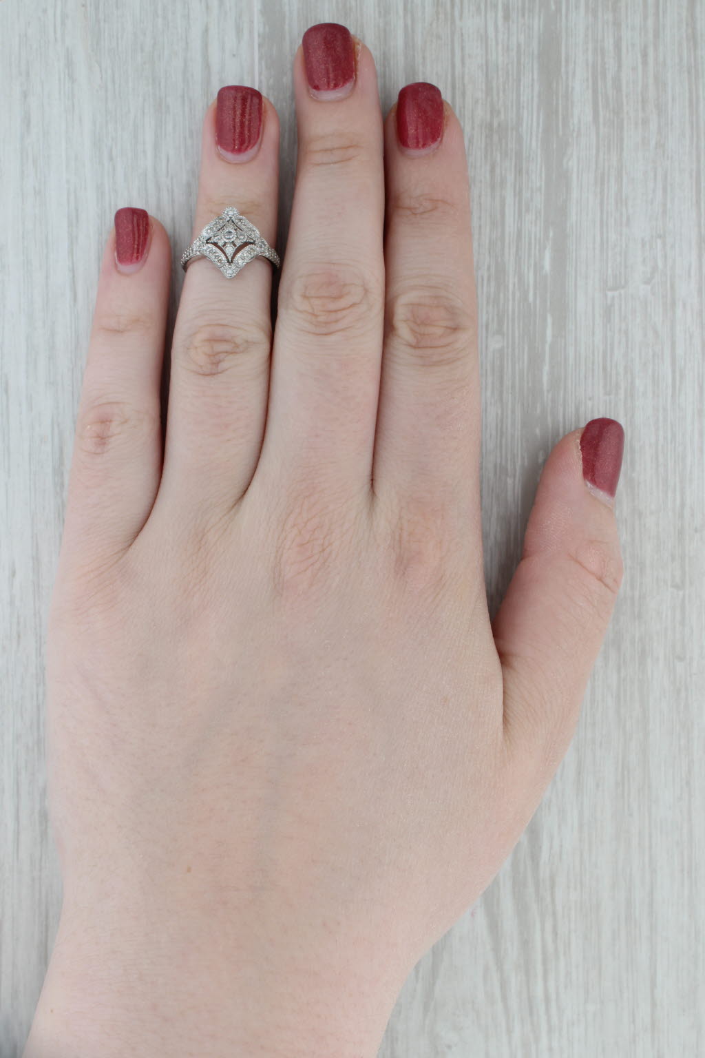 Gray 0.25ctw Diamond Halo Ring 14k White Gold Size 5.25