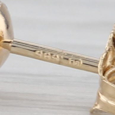 Blue Lagoon Cultured Pearl Stud Earrings 14k Yellow Gold w/ Box