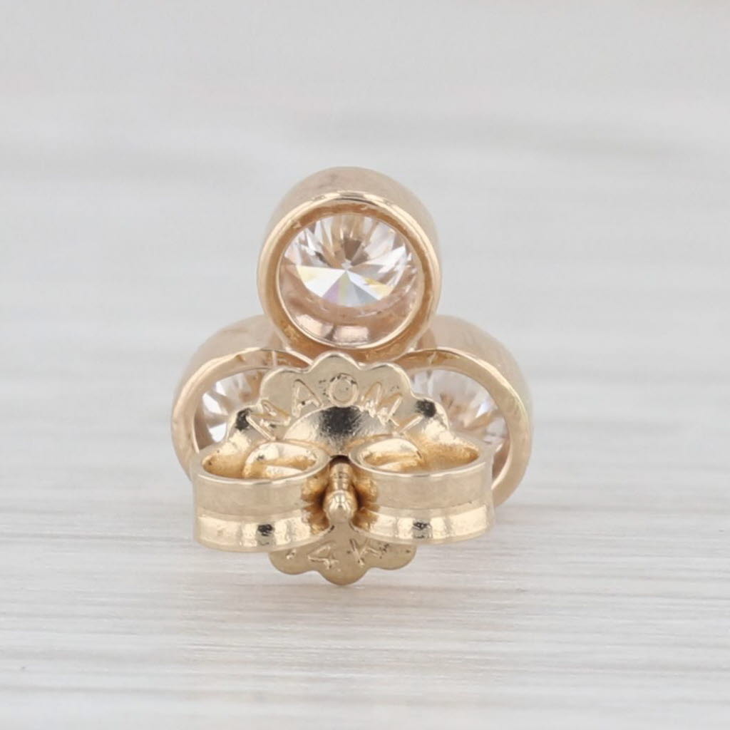 Light Gray Single 0.41ctw 3-Stone Diamond Stud Earring 14k Yellow Gold