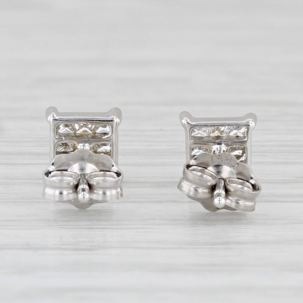 Light Gray 0.20ctw Diamond Stud Earrings 18k White Gold Princess Solitaires