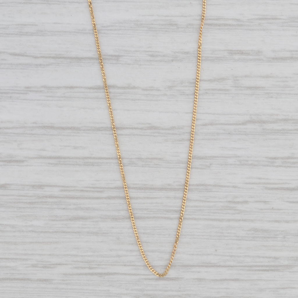 Light Gray Curb Chain Necklace 18k Yellow Gold 16" 0.6mm