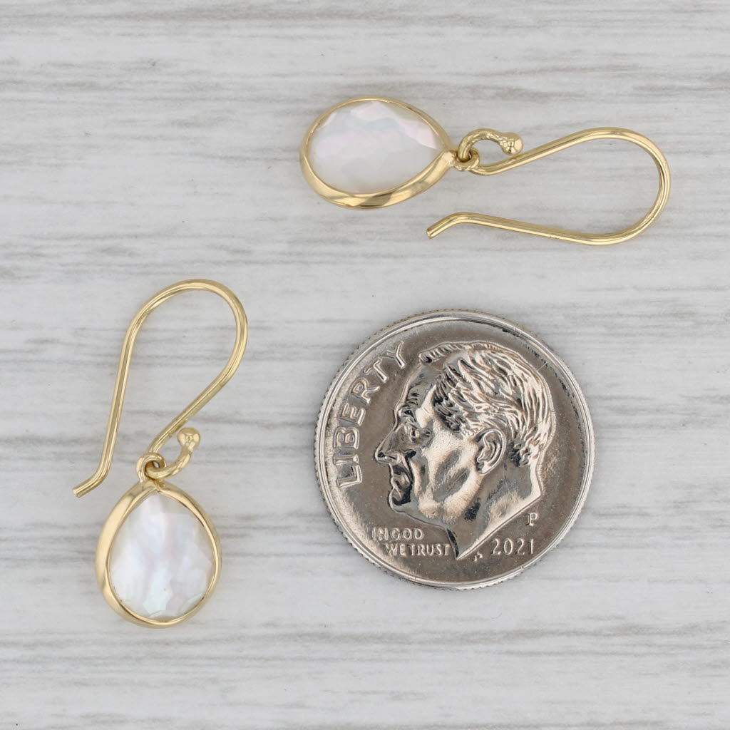 Gray Ippolita Mother of Pearl Quartz Teardrop Earrings 18k Gold Pear Solitaires