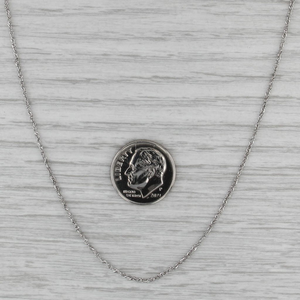 18" 1.1mm Fine Rope Chain Necklace 14k White Gold