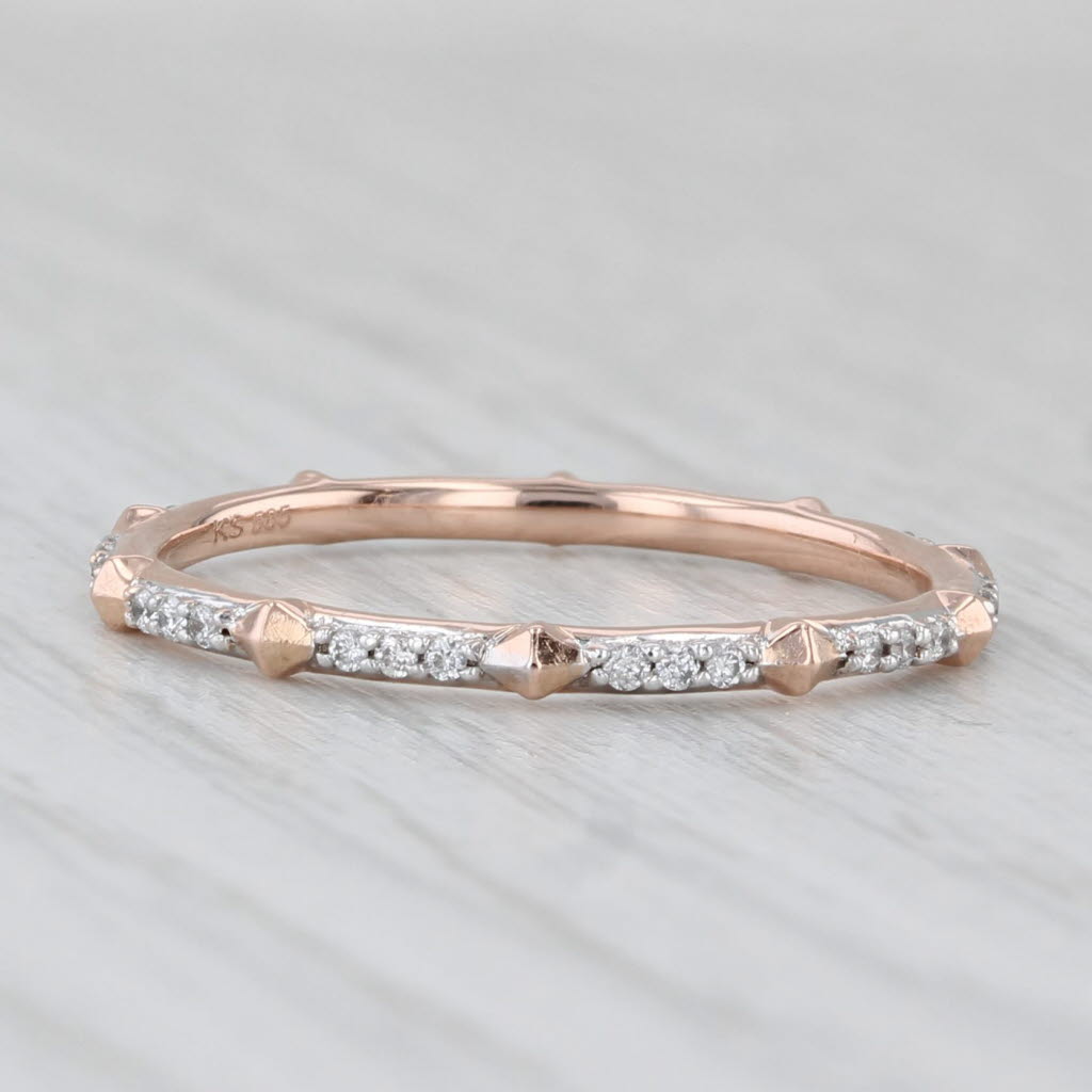 Light Gray 0.15ctw Diamond Wedding Ring 14k Rose Gold Stackable Eternity Band Size 7.25