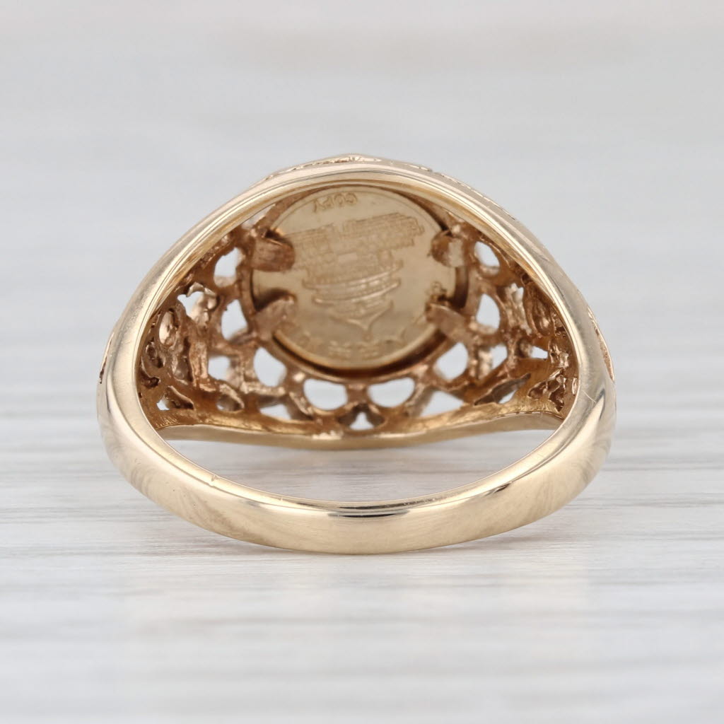Chinese Panda Coin Copy Ring 10k Yellow Gold Size 6 Signet