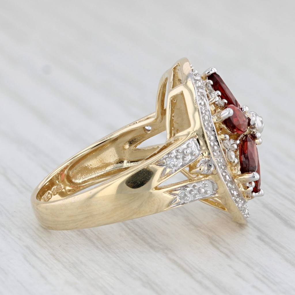 Light Gray 2.03ctw Garnet Flower Diamond Halo Ring 14k White Gold Size 7.75 Cocktail