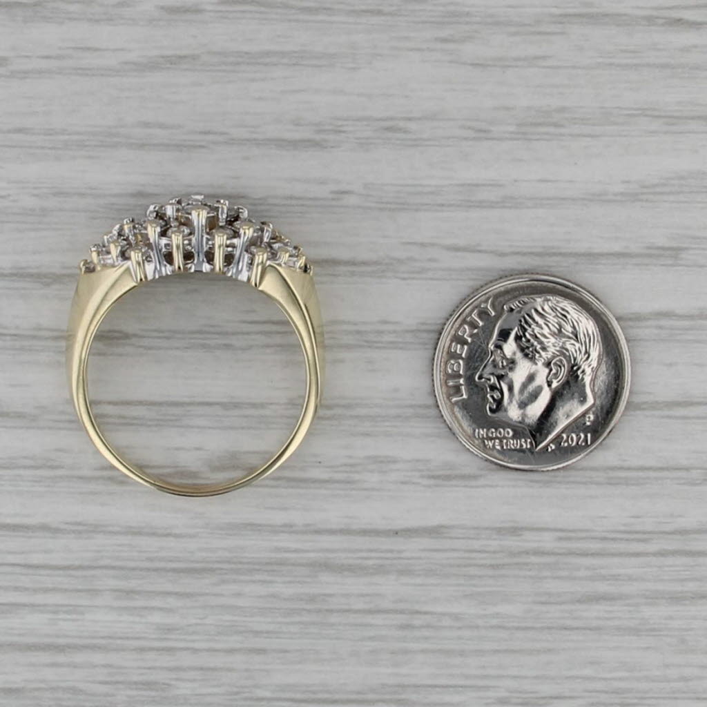 0.78ctw Diamond Cluster Ring 10k Yellow Gold Size 9.75