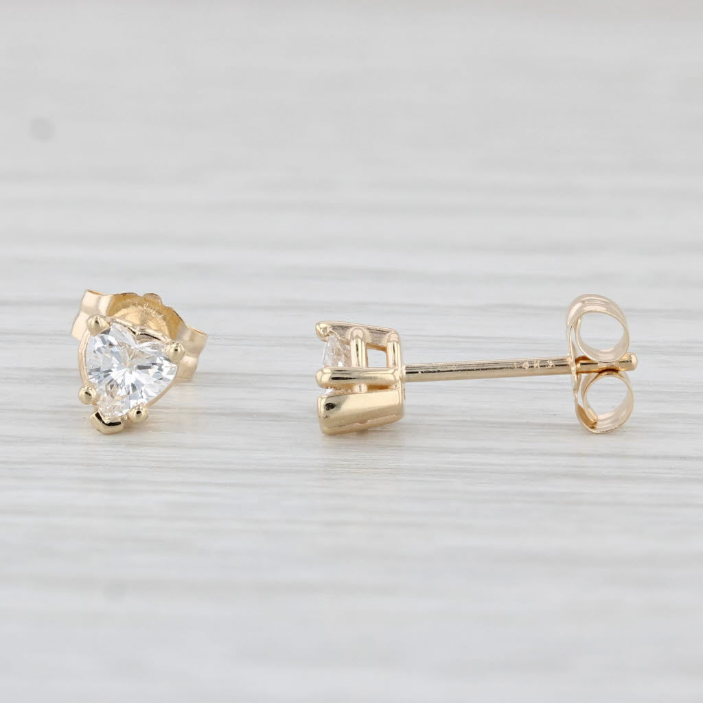 Light Gray 0.34ctw Diamond Heart Solitaire Stud Earrings 14k Yellow Gold