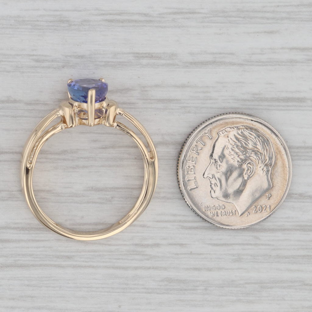 Gray 1.96ct Teardrop Tanzanite Ring 14k Yellow Gold Size 7 Pear Solitaire