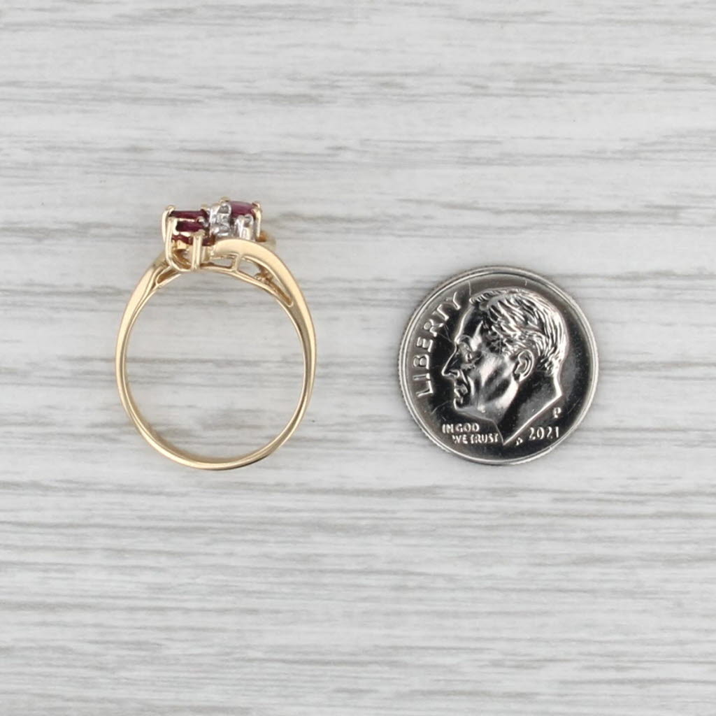 0.46ctw Ruby Diamond Bypass Ring 14k Yellow Gold Size 6.25