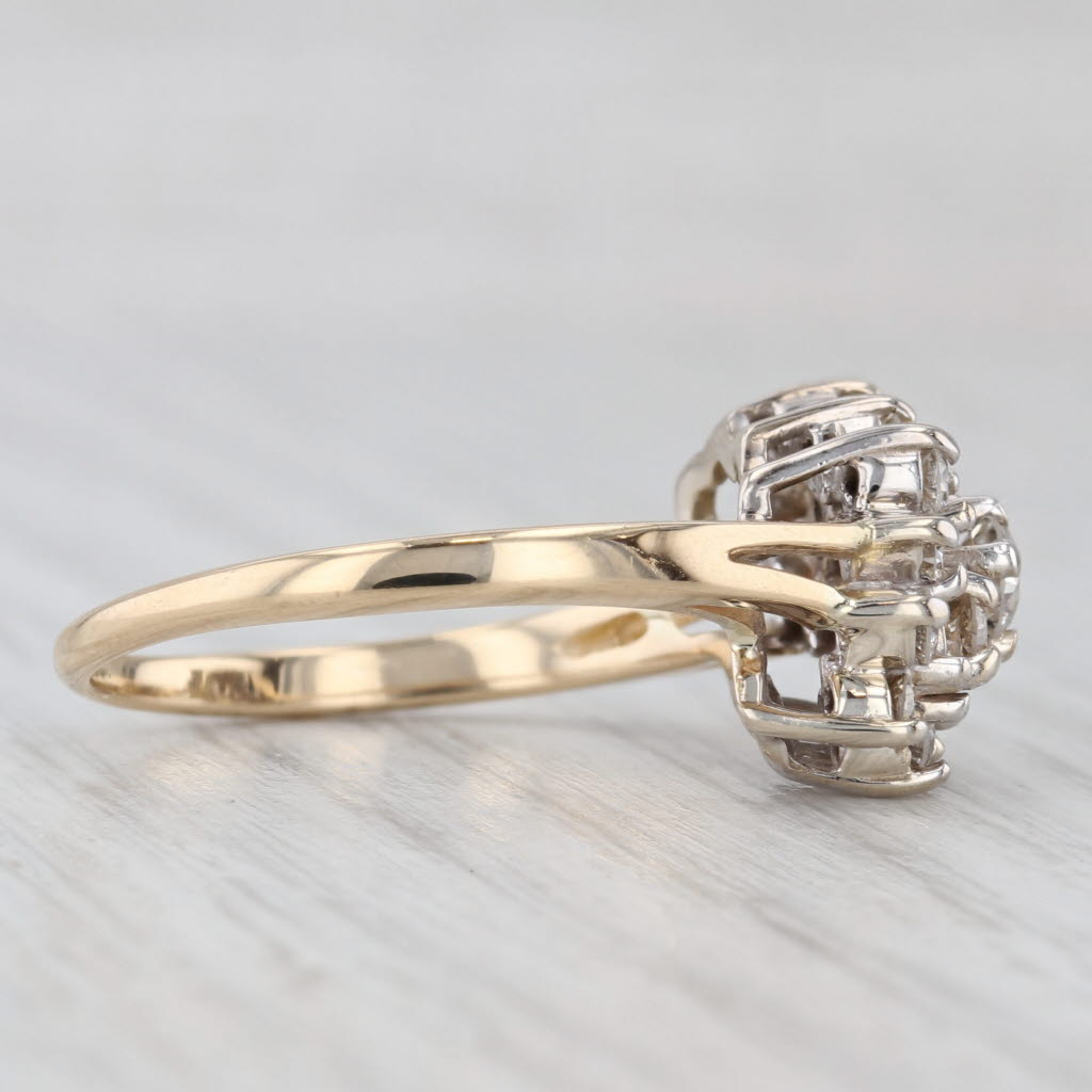 Light Gray 0.90ctw Diamond Cluster Ring 14k Yellow White Gold Size 9.5