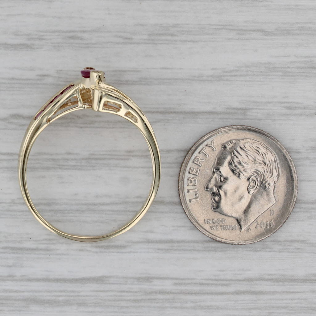 Gray Marquise Ruby Diamond Bypass Ring 10k Yellow Gold Size 9.25