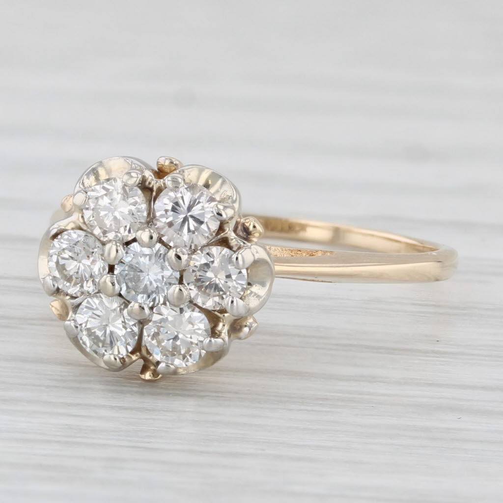 Light Gray Vintage 0.49ctw Diamond Cluster Engagement Ring 14k Yellow Gold Size 4.5