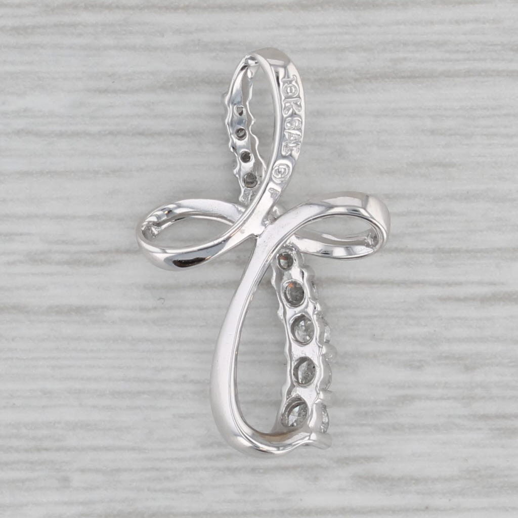 Gray 0.25ctw Diamond Cross Pendant 10k White Gold