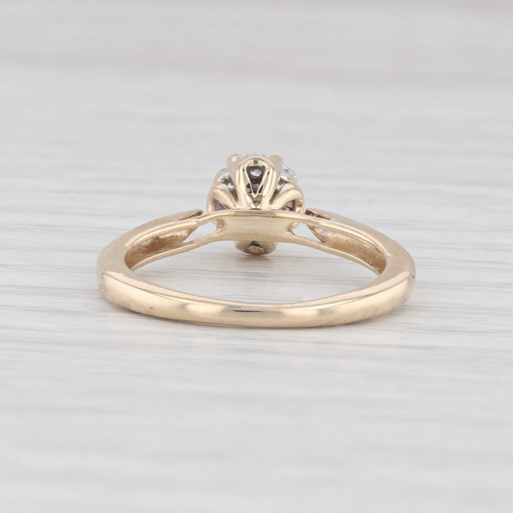 Light Gray 0.30ctw Diamond Cluster Engagement Ring 10k Yellow Gold Size 5.25 Cathedral Band