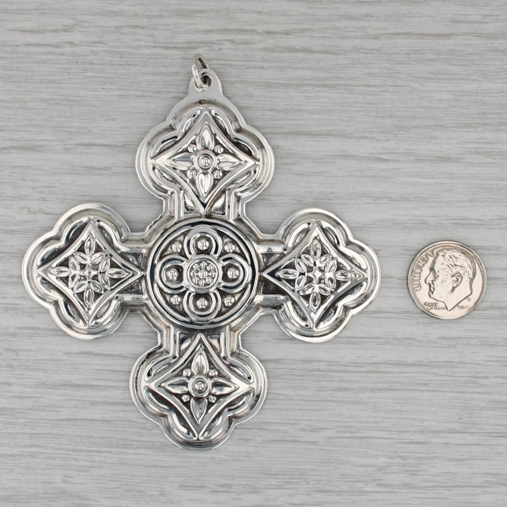 1971 Reed & Barton Christmas Cross Ornament Sterling Silver Holiday Collectible