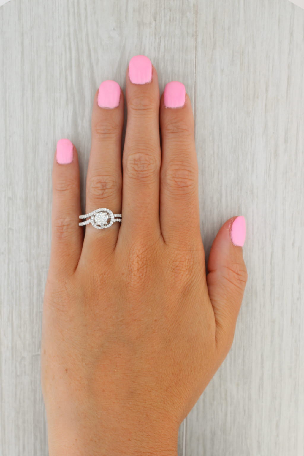 Gray 1.10ctw Round Diamond Engagement Ring Wedding Band Set 14k Gold Shane Co GIA