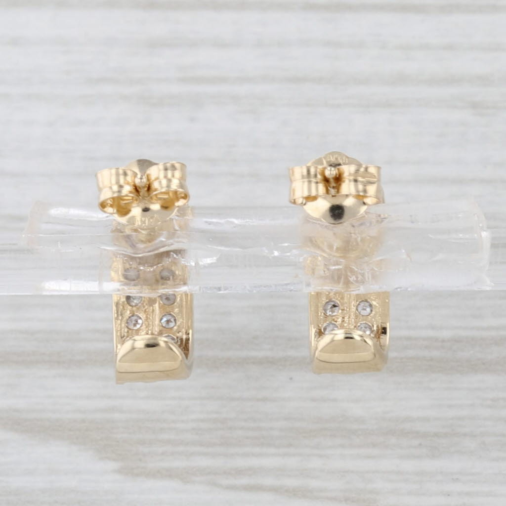0.16ctw Diamond Small J-Hook Earrings 14k Yellow Gold Butterfly Backs