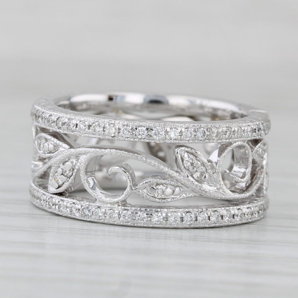 Gray Gabriel & Co 0.27ctw Diamond Floral Openwork Ring 14k White Gold Size 5.25 Band