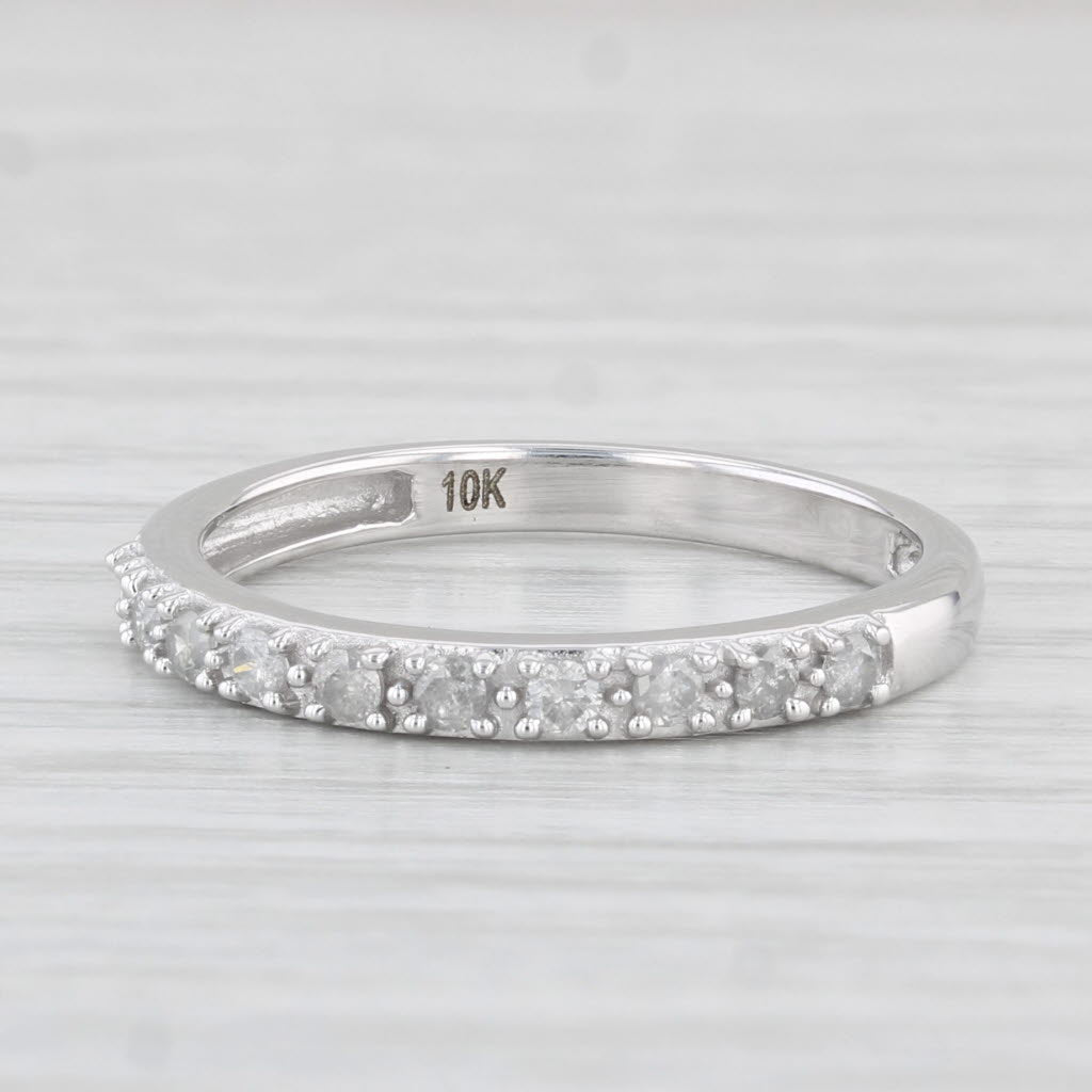 Light Gray 0.20ctw Diamond Wedding Band 10k White Gold Size 7 Stackable Ring Anniversary