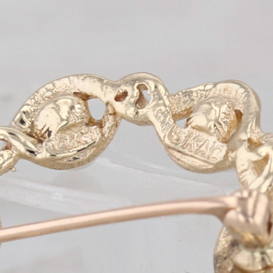 Cultured Pearl Wreath Pin 14k Yellow Gold Small Brooch