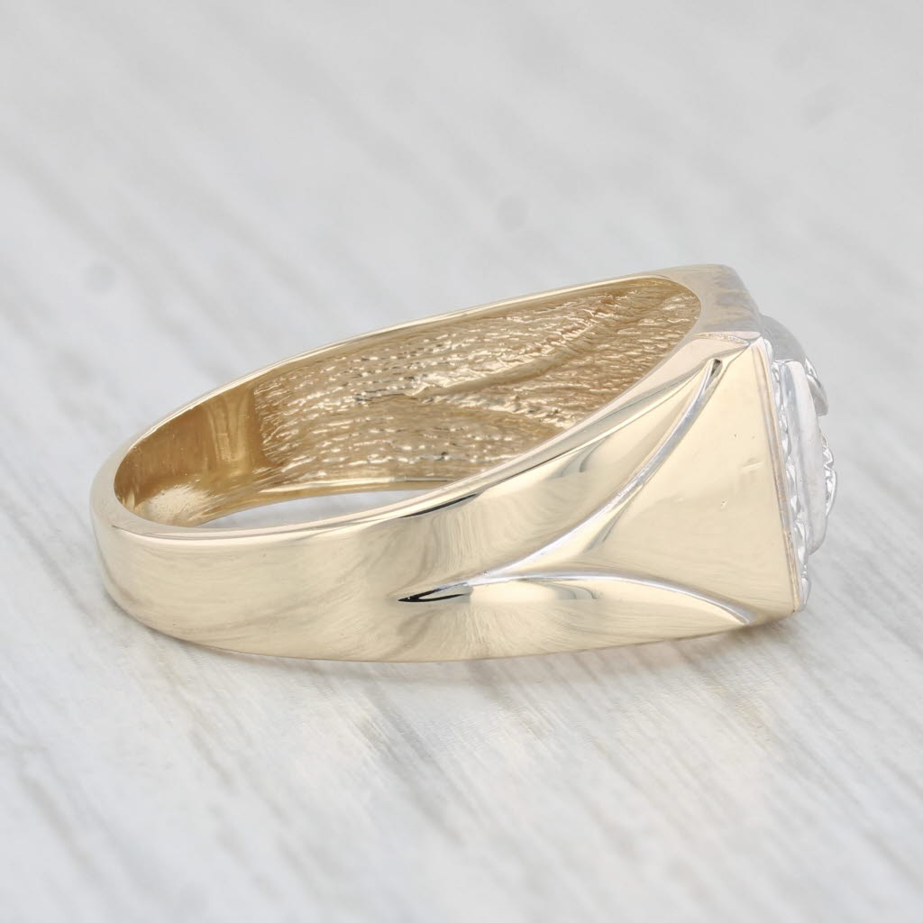 Light Gray Vintage Men's Diamond Ring 10k White & Yellow Gold Size 10.5