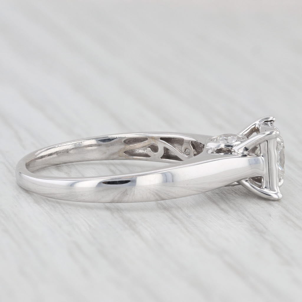 Light Gray 0.85ctw Princess Diamond Engagement Ring 14k White Gold Size 8.5 Cathedral Band