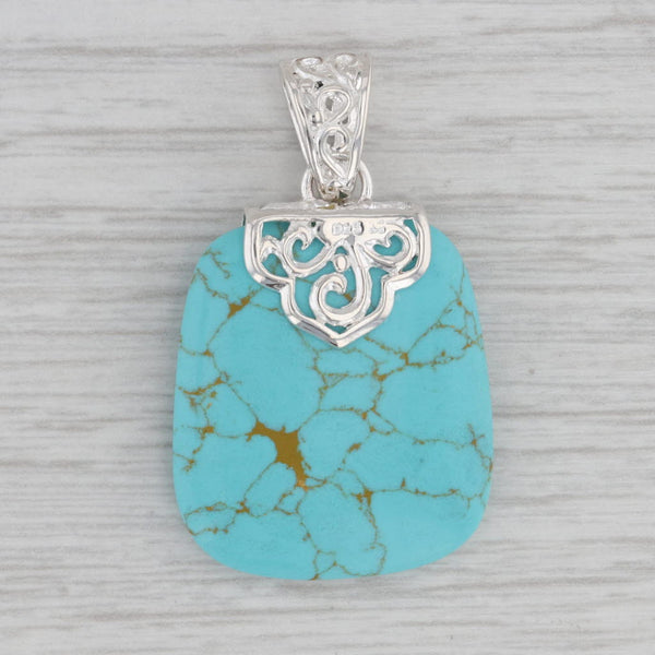 Simulated Turquoise Pendant Sterling Silver Resin Statement