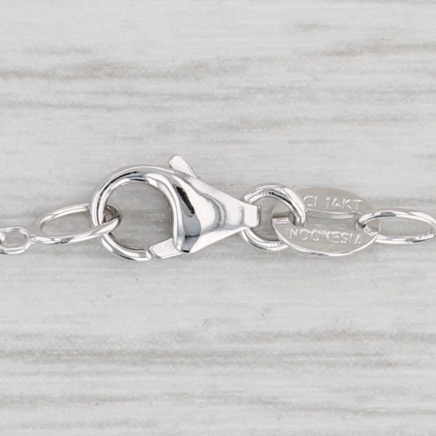 Light Gray Adjustable Cable Chain Necklace 14k White Gold 16"-18" Lobster Clasp
