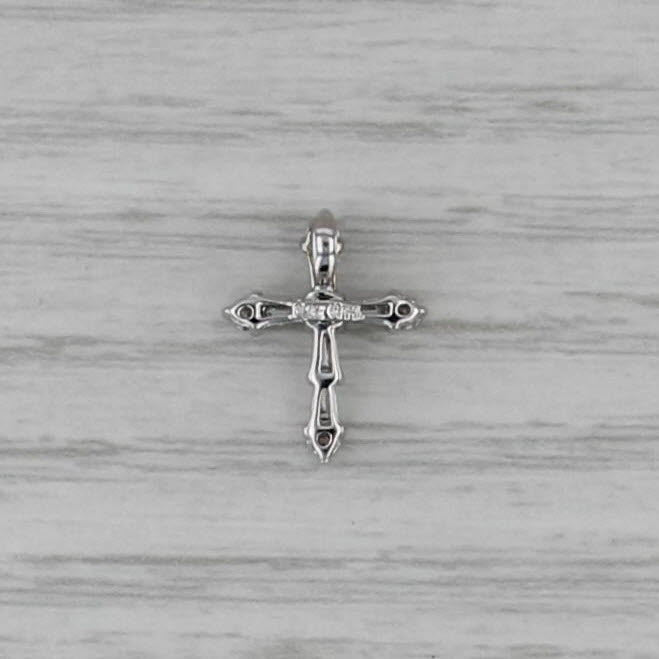 0.27ctw Diamond Cross Pendant 14k White Gold Small Drop