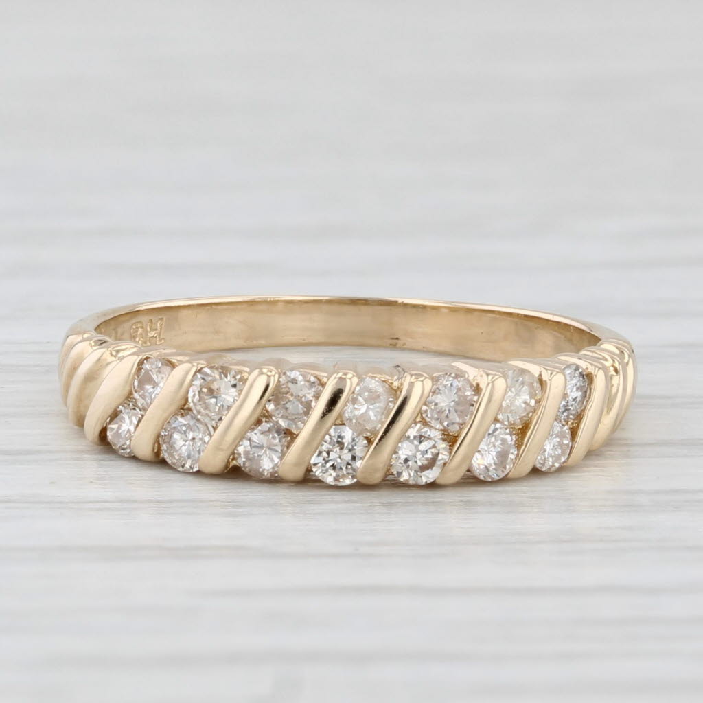 Light Gray 0.30ctw Diamond Stackable Ring 14k Yellow Gold Size 5.5 Wedding Band