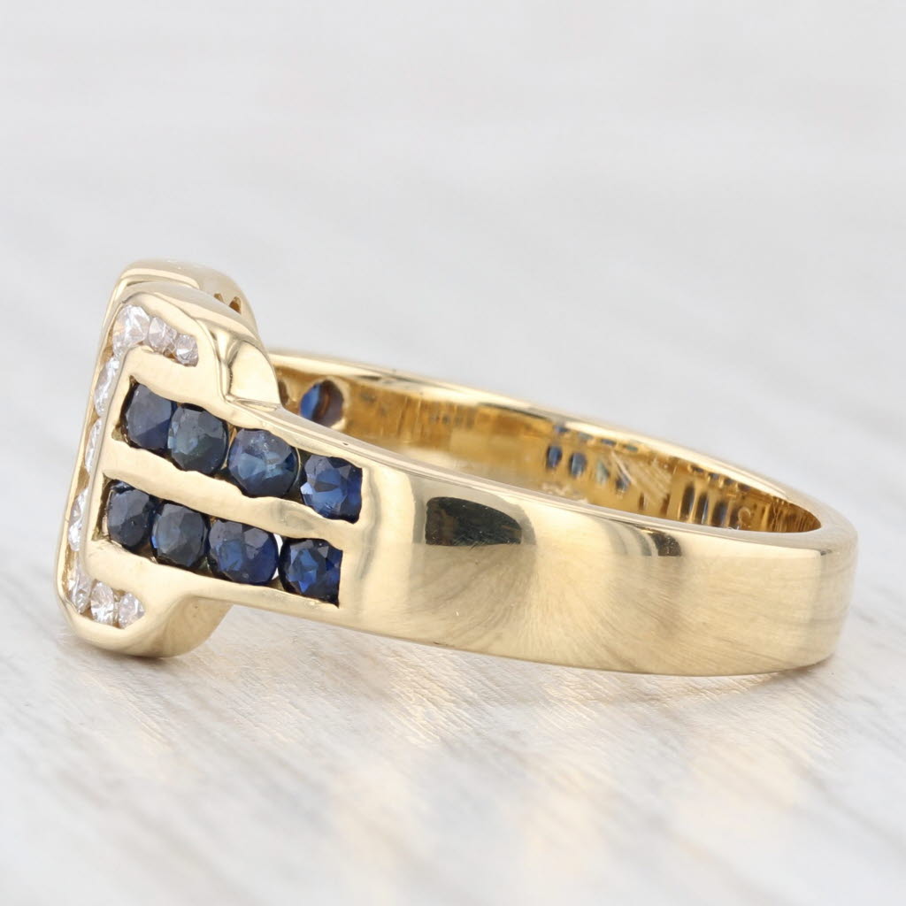 Light Gray 1.26ctw Blue Sapphire Diamond Ring 18k Yellow Gold Size 8.5