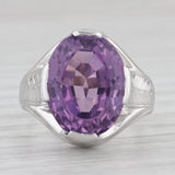 11.50ct Oval Amethyst Ring 13k Gold Solitaire Cocktail Vintage Hand Engraved