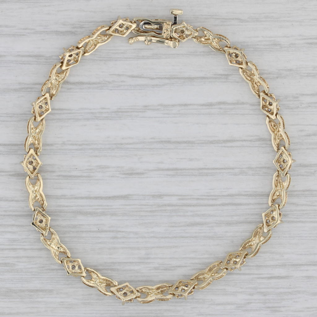 Gray 0.40ctw Diamond Infinity Link 10k Yellow Gold 7" Bracelet