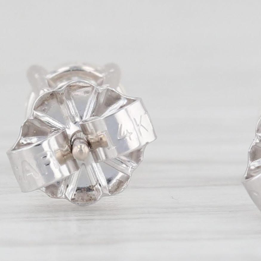 Light Gray 0.85ctw Round Diamond Solitaire Stud Earrings 14k White Gold