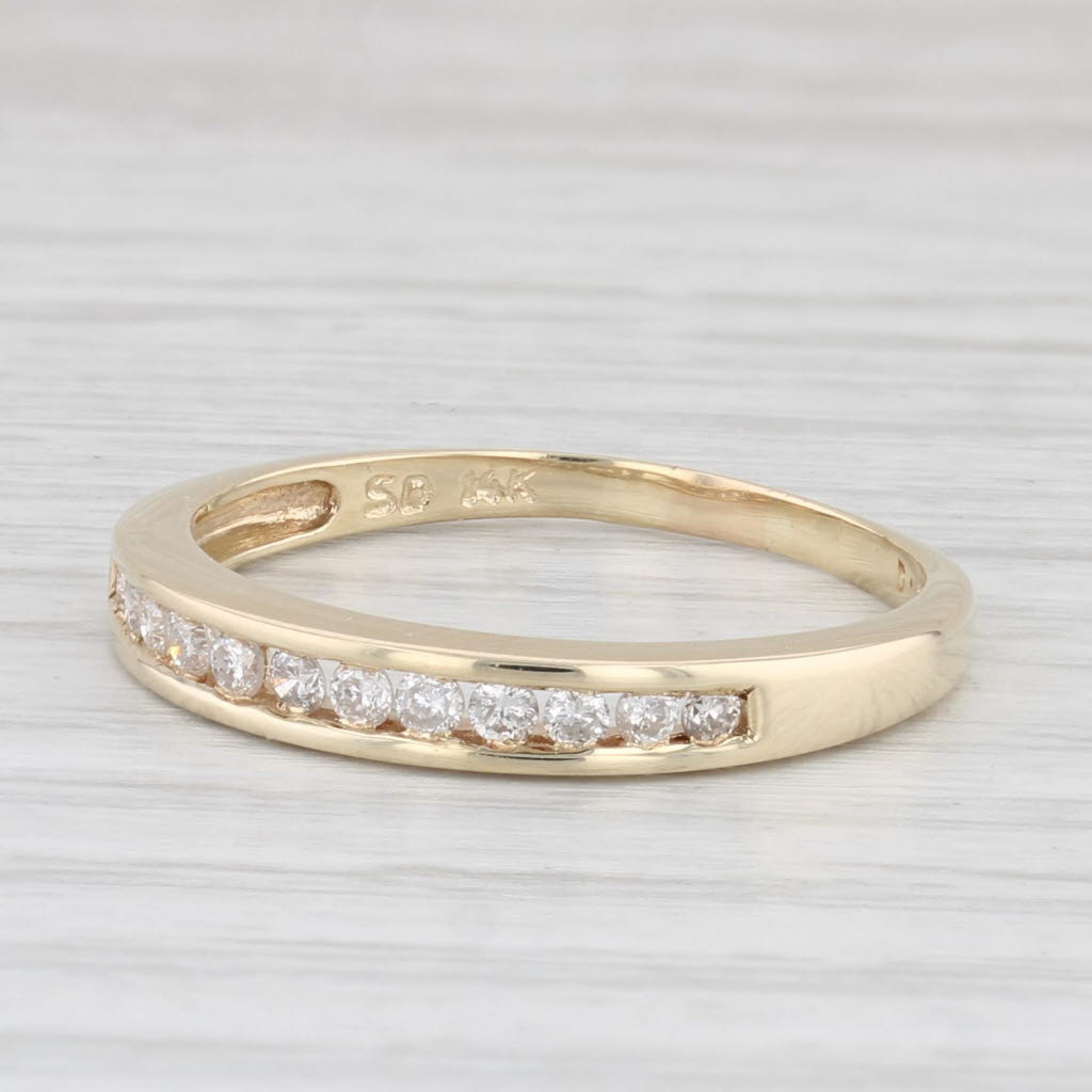 Light Gray 0.22ctw Diamond Wedding Band 14k Yellow Gold Size 8.5 Stackable Anniversary Ring