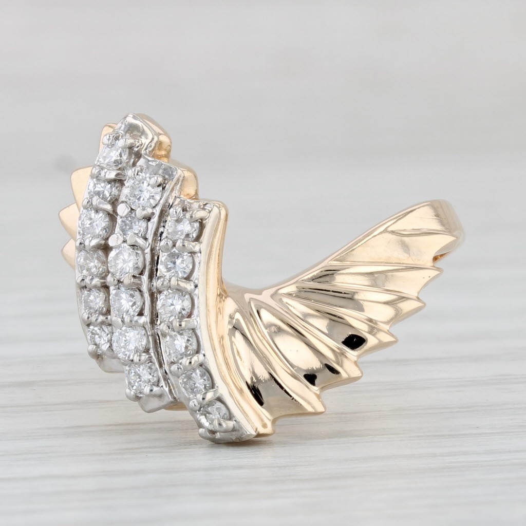 Light Gray Vintage 0.45ctw Diamond Twist Cocktail Ring 14k Yellow Gold Size 7.5
