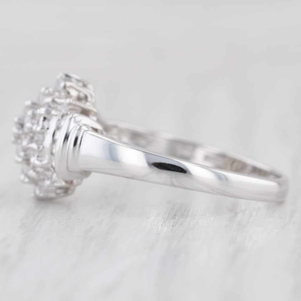 0.65ctw Cubic Zirconia Cluster Ring 14k White Gold Size 9.25 Engagement