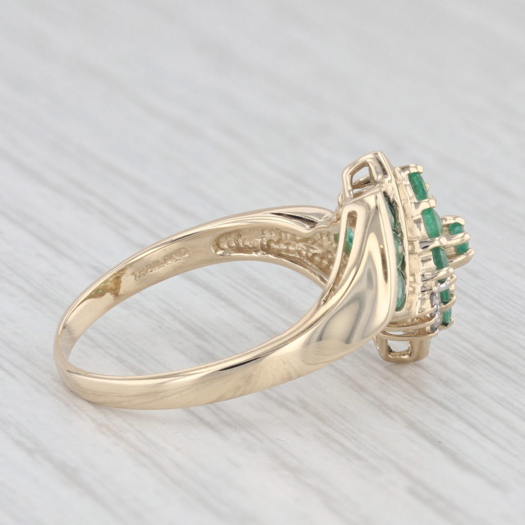 Light Gray 0.77ctw Emerald Diamond Cluster Ring 14k Yellow Gold Size 9