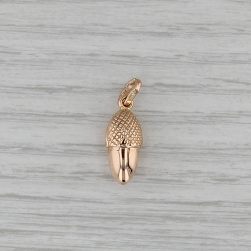 Vintage Acorn Charm 18k Rose Gold Pendant