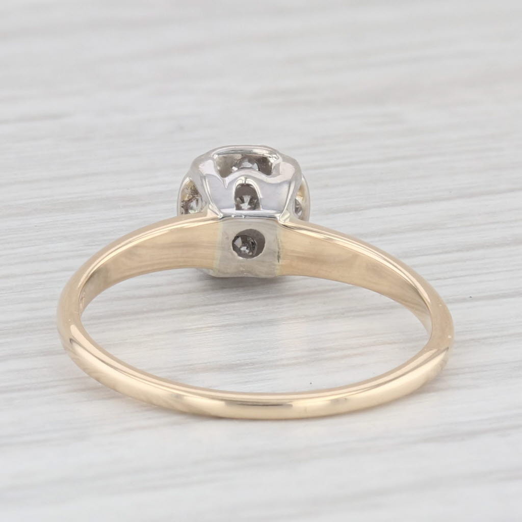 Light Gray Vintage 0.23ctw Round Diamond Halo 14k Yellow Gold Engagement Ring Size 6