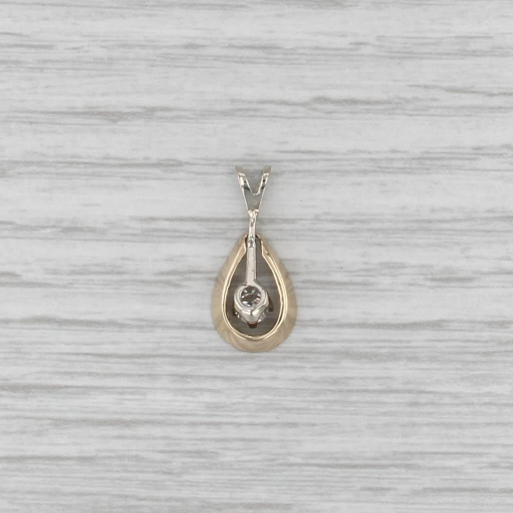 0.16ct Diamond Solitaire Teardrop Pendant 14k Yellow White Gold Small Drop