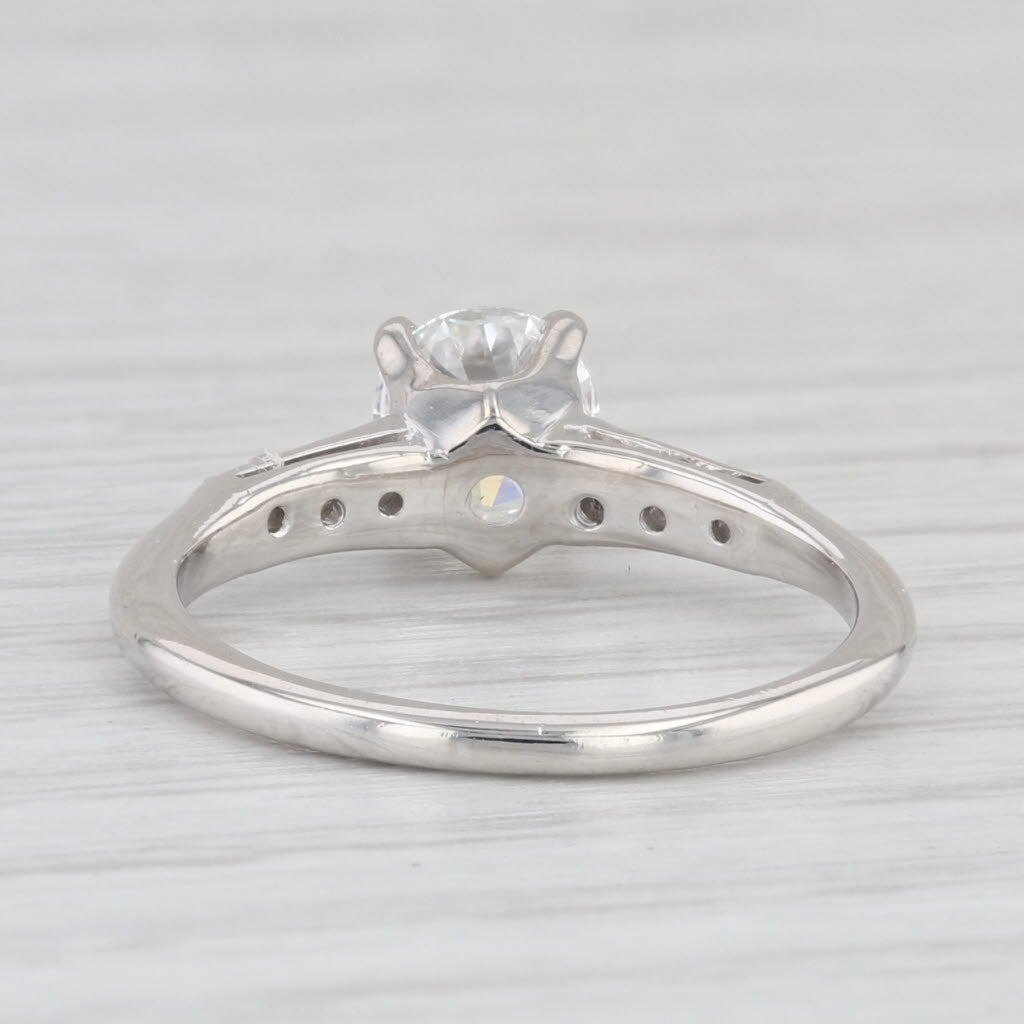 Light Gray Vintage 0.78ct Round Diamond Engagement Ring 14k White Gold Size 5.5 GIA