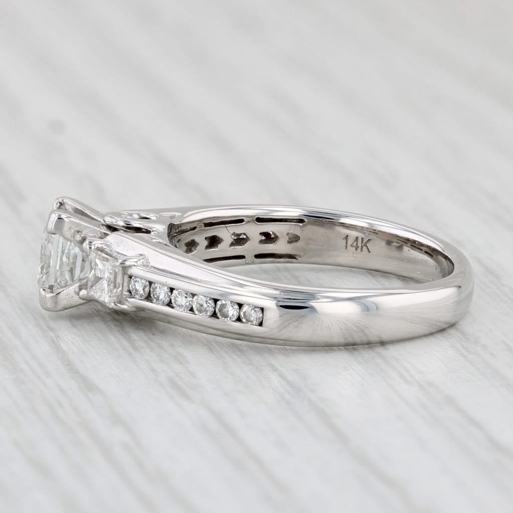 Light Gray 1.42ctw Princess Diamond Engagement Ring 14k White Gold Solitaire with Accents