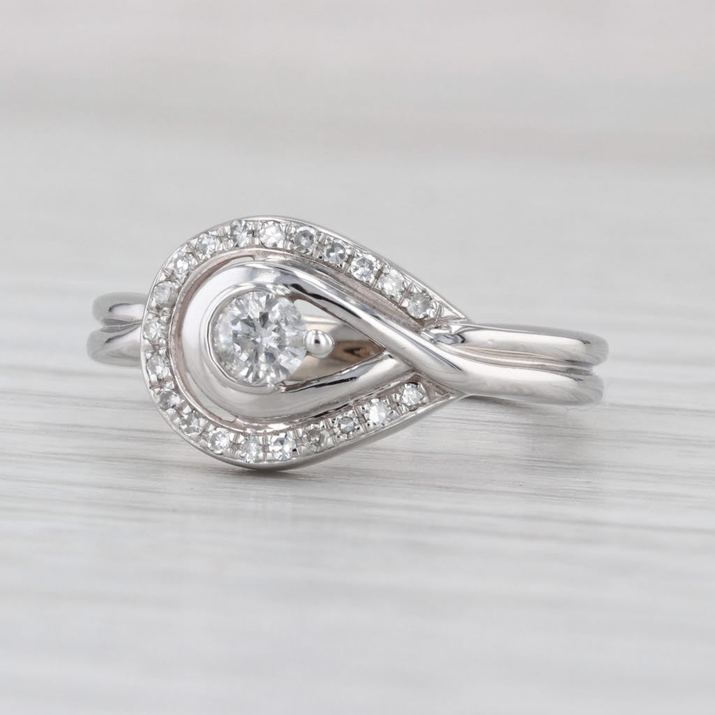 0.36ctw Diamond Teardrop Halo Ring 10k White Gold Size 6.75 Engagement