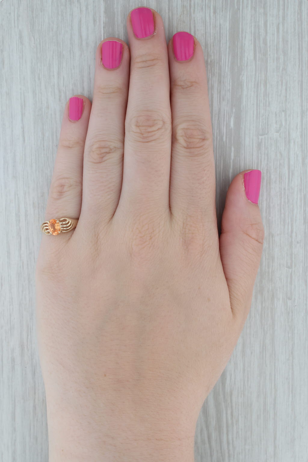 Dark Gray 1ct Orange Spessatite Mandarin Garnet Ring 14k Yellow Gold Sz 7.5 Oval Solitaire
