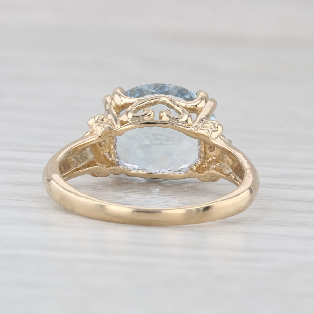 3.83ctw Oval Aquamarine Diamond Ring 14k Yellow Gold Size 8