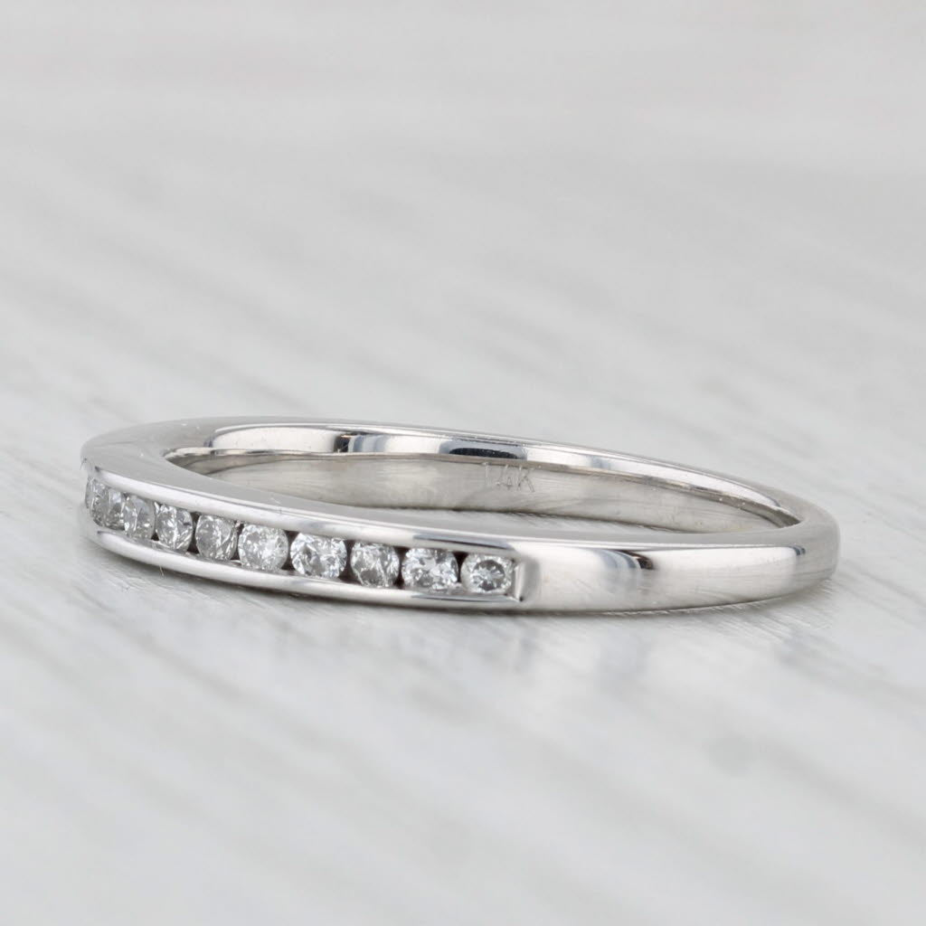 Light Gray 0.24ctw Diamond Wedding Band 14k White Gold Size 6.75 Stackable Channel Set