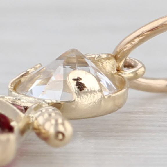 January Birthstone Girl Charm 14k Gold Imititation Garnet Cubic Zirconia Pendant