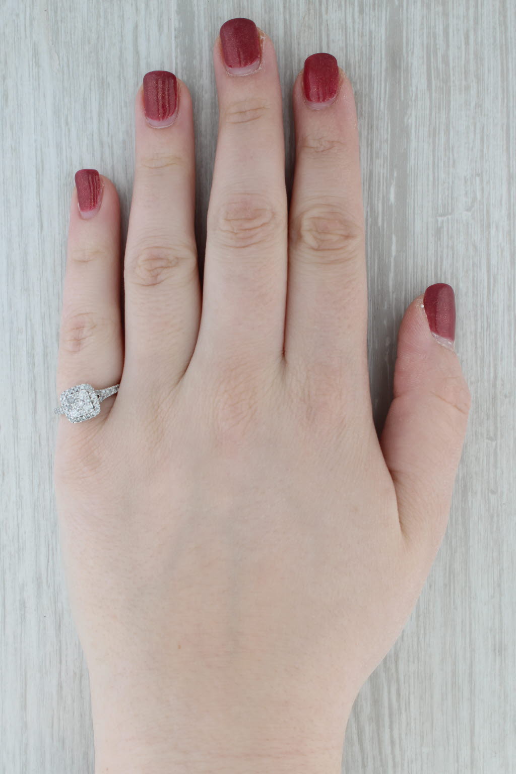 Gray 0.66ctw Diamond Halo Engagement Ring 14k White Gold Size 6